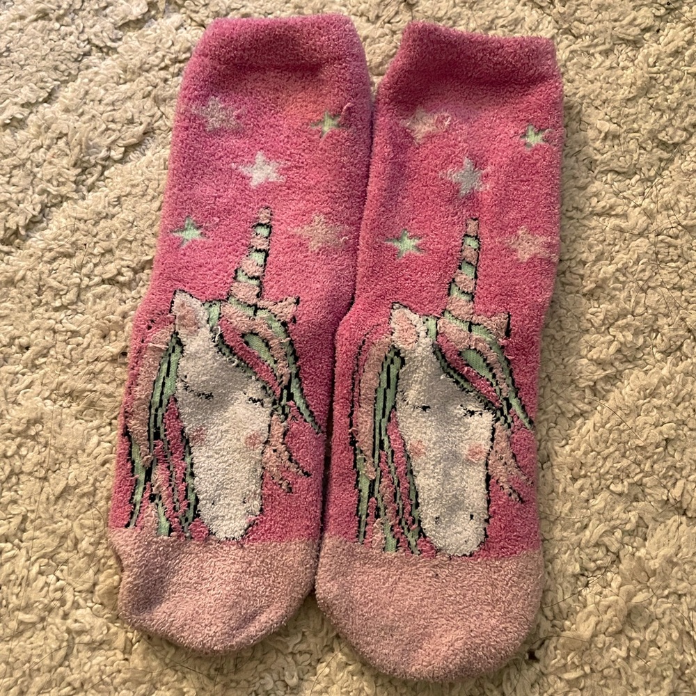 socks, pink blue and white